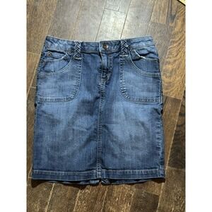 Arizona Jean Co. Blue Denim Braided Waist Short‎ Skirt with Pockets Size 3
